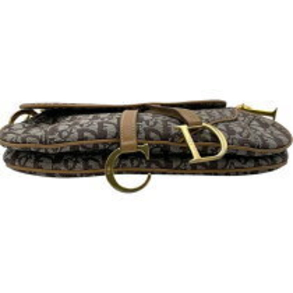 Dior Bag Brown Canvas Saddle Christian Hardware Shoulder Trotter - Picture 5 of 11